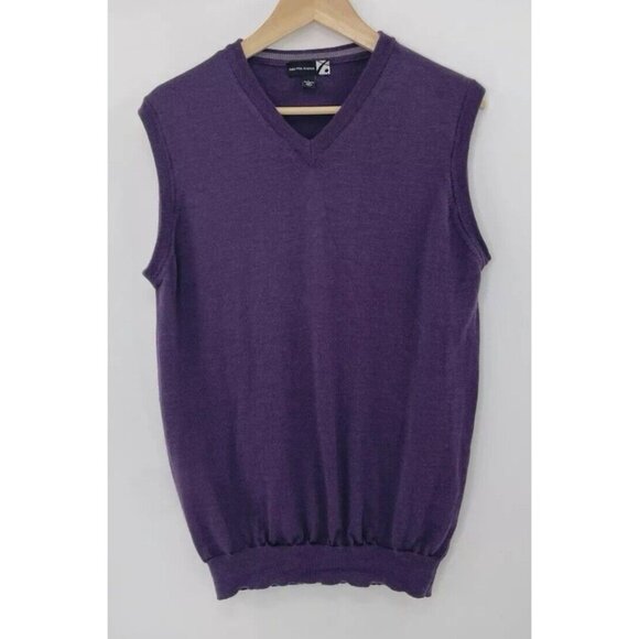 Vintage Saks Fifth Avenue 100% Merino‎ Wool Purple Vest Size Large Made In Italy - Picture 1 of 8